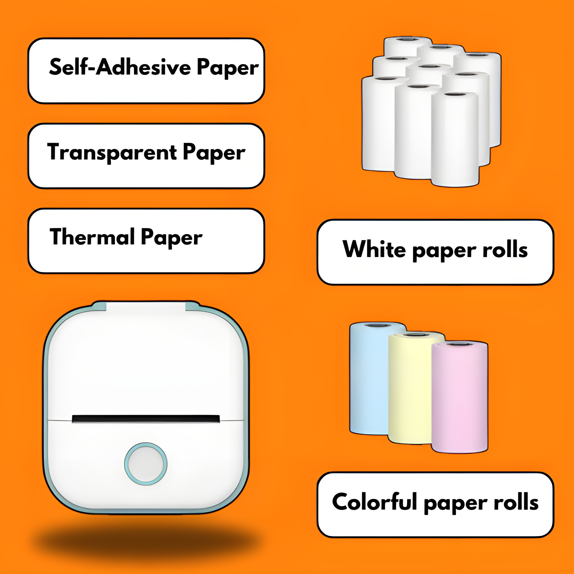 Niwoxa Mini Wireless Thermal Pocket Printer Self-Adhesive Stickers Use for Diy,Journal Sticker.